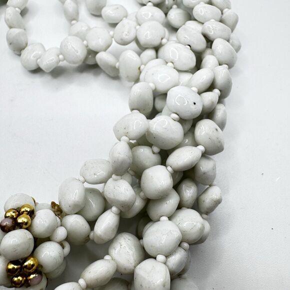 Luisa Conti Milk Glass Necklace Vintage 1970’s Italian Designer 4 Strand FLAWED - Picture 14 of 16